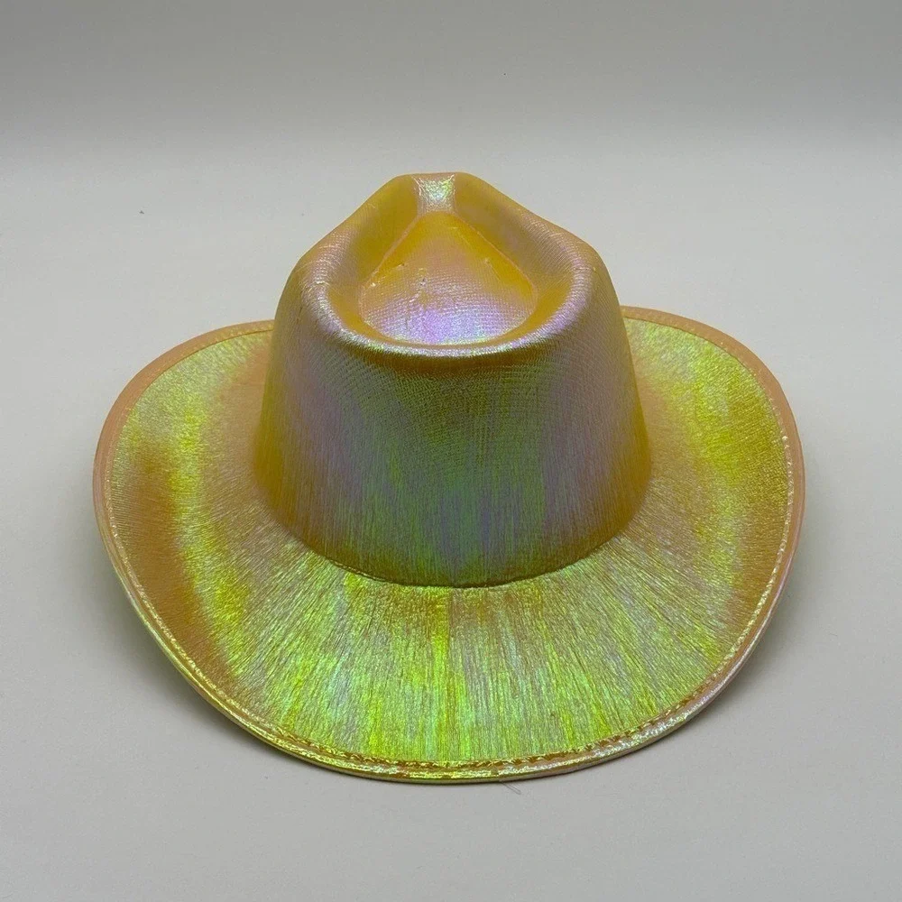 Iridescent Gold Holographic Cowboy Hat‎ Space Disco Festival Western Party